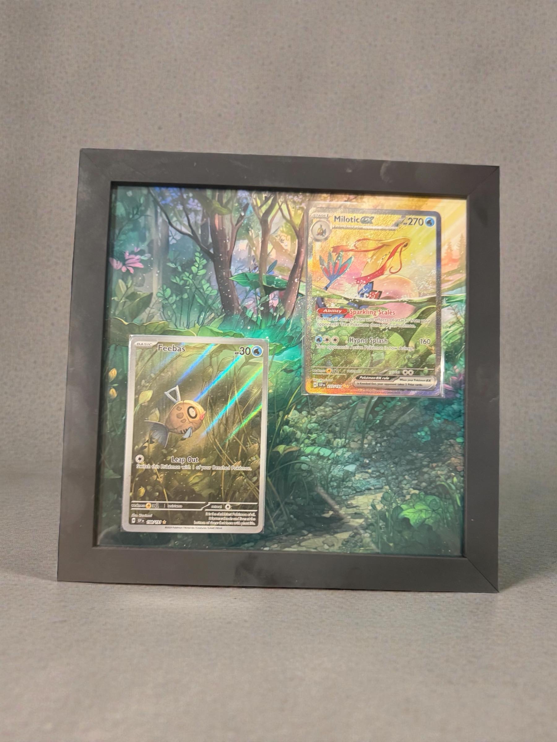 Feebas & Milotic EX Surging Sparks Pokemon Extended Art Frame 8.5 x 11 Frame