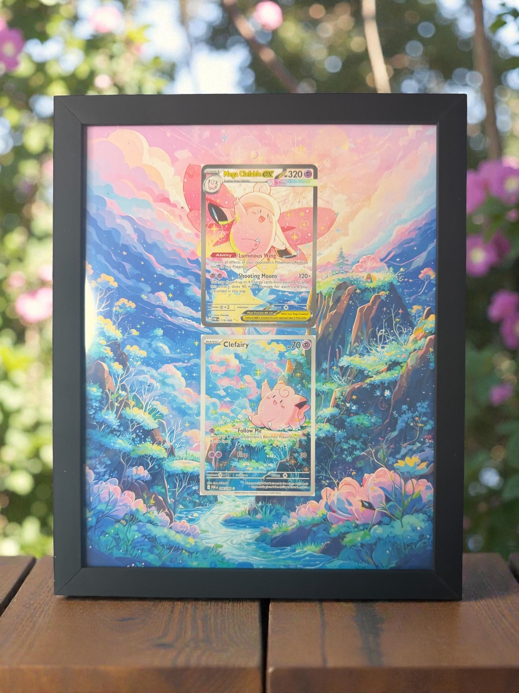 Clefairy and Mega Clefable ex from Perfect Order Extended Pokémon Frame