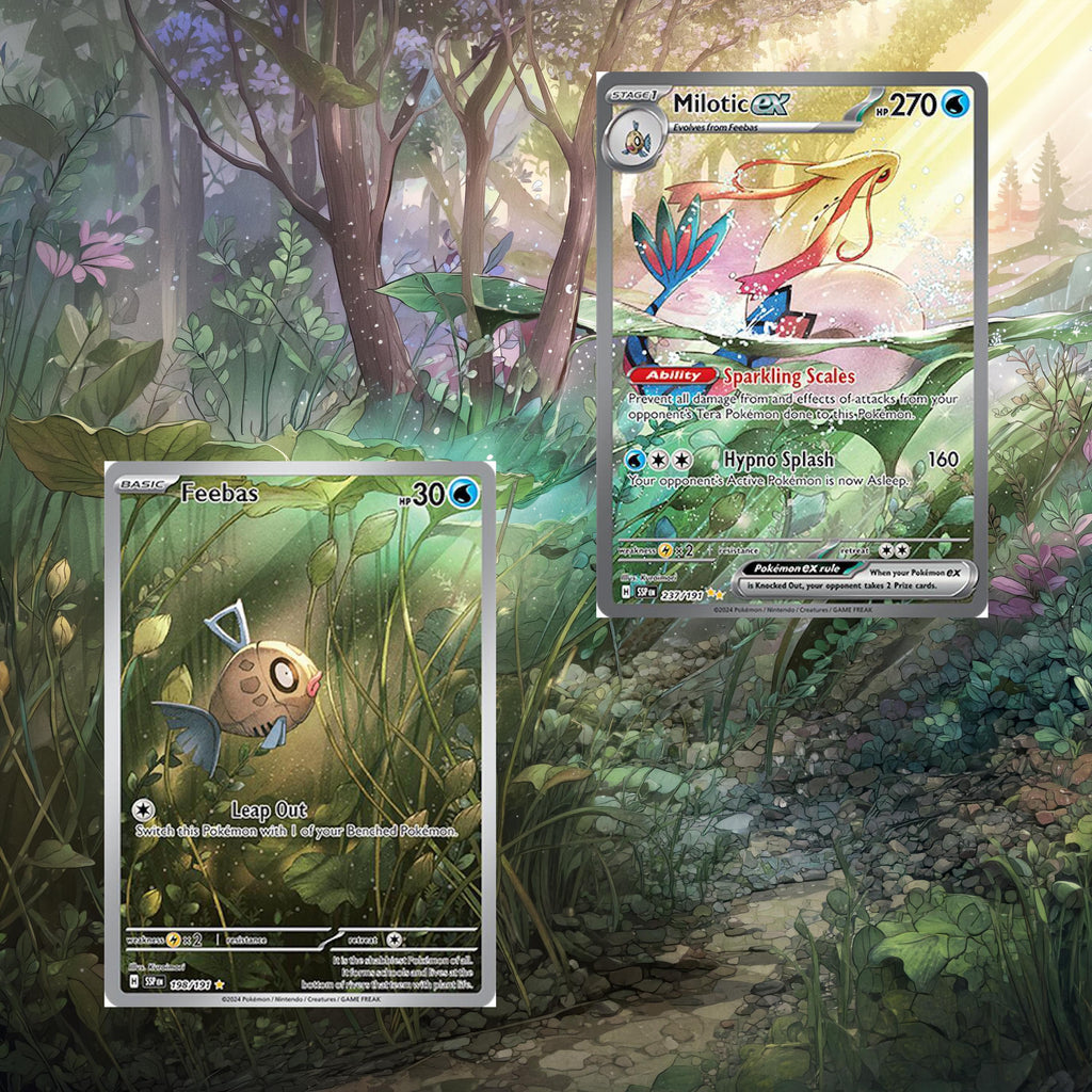 Feebas & Milotic EX Surging Sparks Pokemon Extended Art Frame 8.5 x 11 Frame __etsy:8084569416