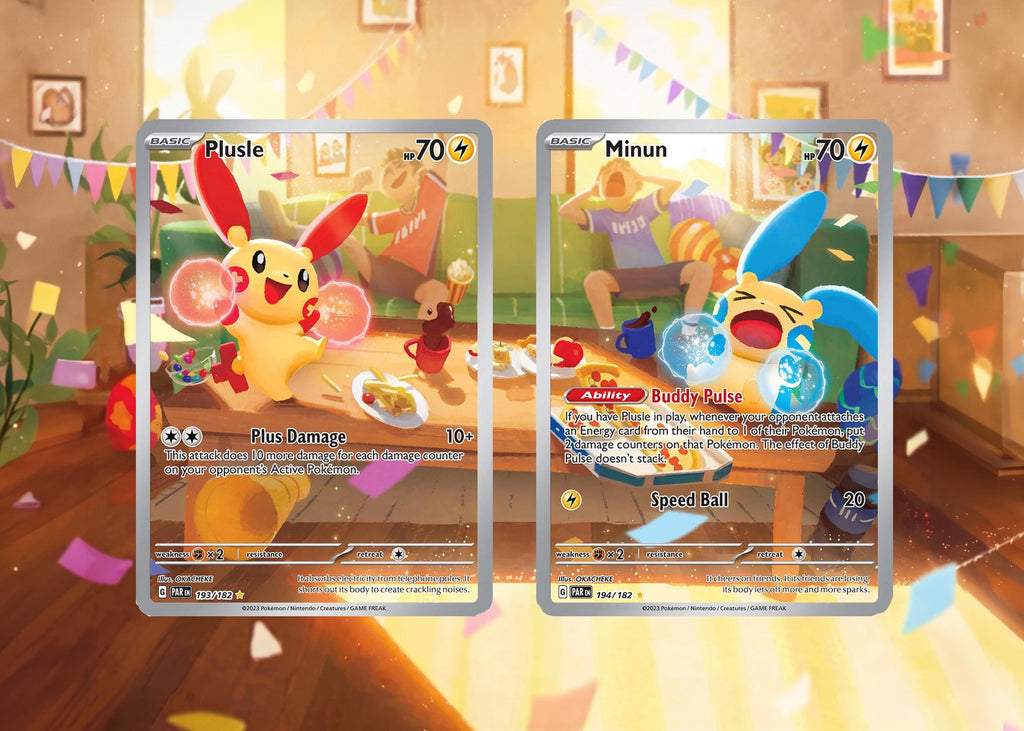 Plusle and Minun from Paradox Rift Extended Pokémon Frame __etsy:8084607438